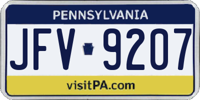 PA license plate JFV9207