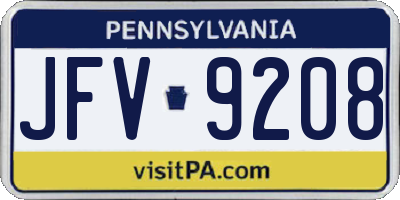 PA license plate JFV9208