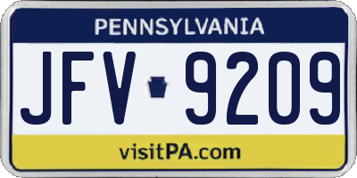 PA license plate JFV9209