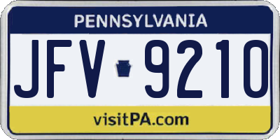 PA license plate JFV9210