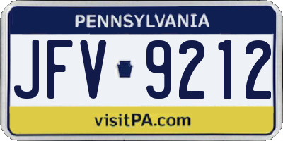 PA license plate JFV9212