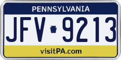 PA license plate JFV9213