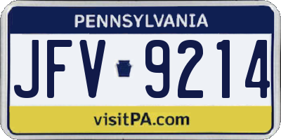 PA license plate JFV9214