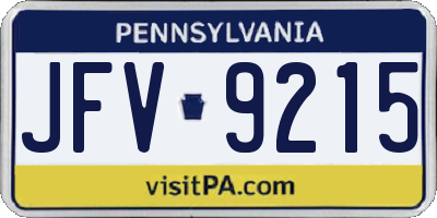 PA license plate JFV9215