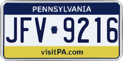 PA license plate JFV9216