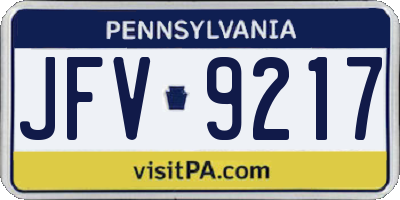 PA license plate JFV9217