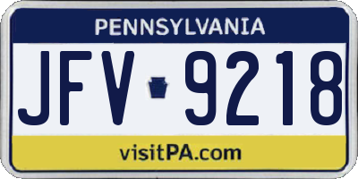 PA license plate JFV9218