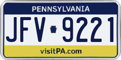 PA license plate JFV9221