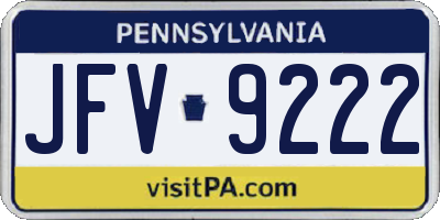 PA license plate JFV9222
