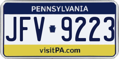 PA license plate JFV9223