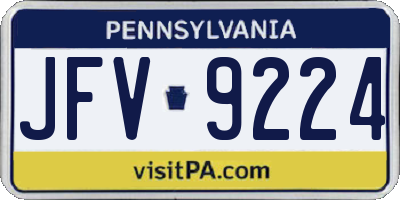 PA license plate JFV9224