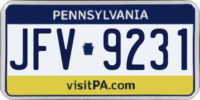 PA license plate JFV9231