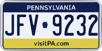 PA license plate JFV9232