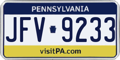 PA license plate JFV9233