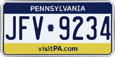 PA license plate JFV9234