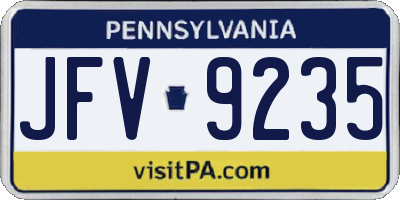 PA license plate JFV9235