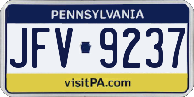 PA license plate JFV9237