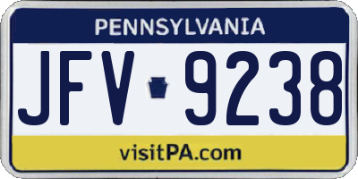 PA license plate JFV9238