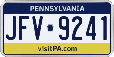 PA license plate JFV9241
