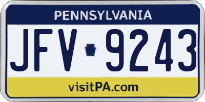 PA license plate JFV9243
