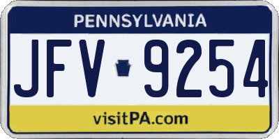 PA license plate JFV9254