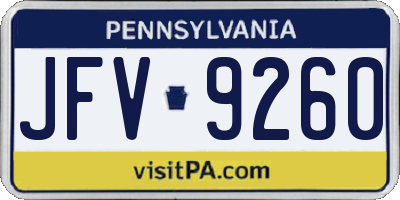 PA license plate JFV9260