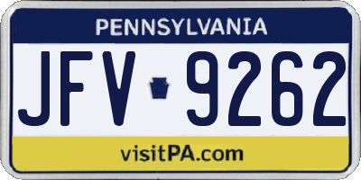PA license plate JFV9262