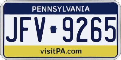 PA license plate JFV9265
