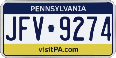 PA license plate JFV9274