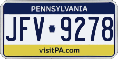 PA license plate JFV9278