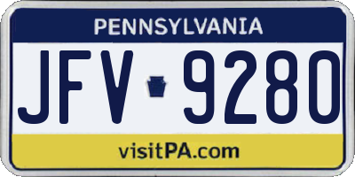 PA license plate JFV9280
