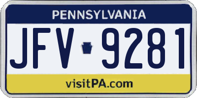 PA license plate JFV9281