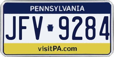 PA license plate JFV9284