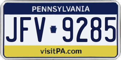 PA license plate JFV9285
