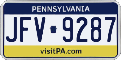 PA license plate JFV9287