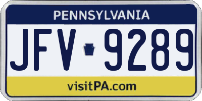 PA license plate JFV9289