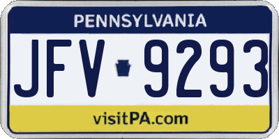 PA license plate JFV9293