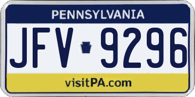 PA license plate JFV9296