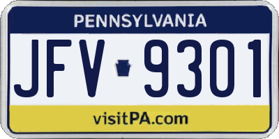 PA license plate JFV9301