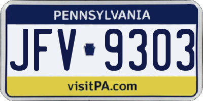 PA license plate JFV9303
