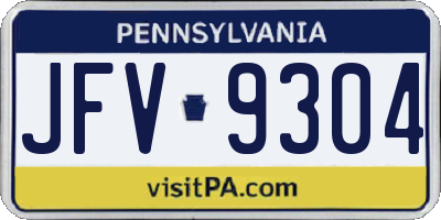 PA license plate JFV9304