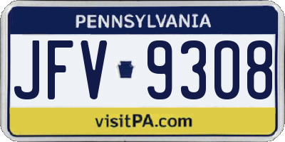 PA license plate JFV9308