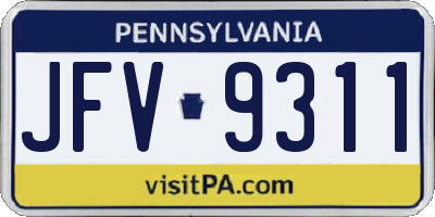 PA license plate JFV9311