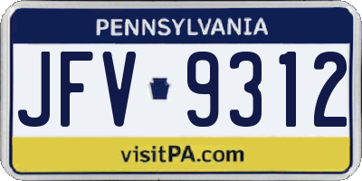 PA license plate JFV9312