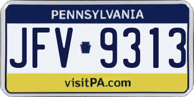 PA license plate JFV9313