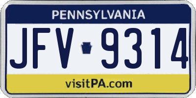 PA license plate JFV9314