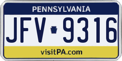PA license plate JFV9316
