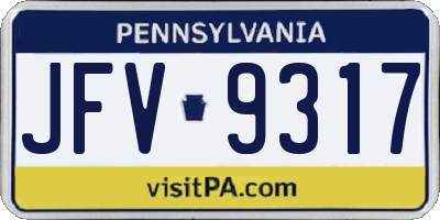 PA license plate JFV9317