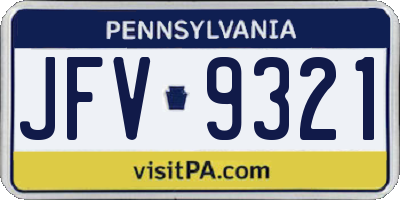 PA license plate JFV9321
