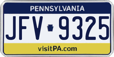 PA license plate JFV9325